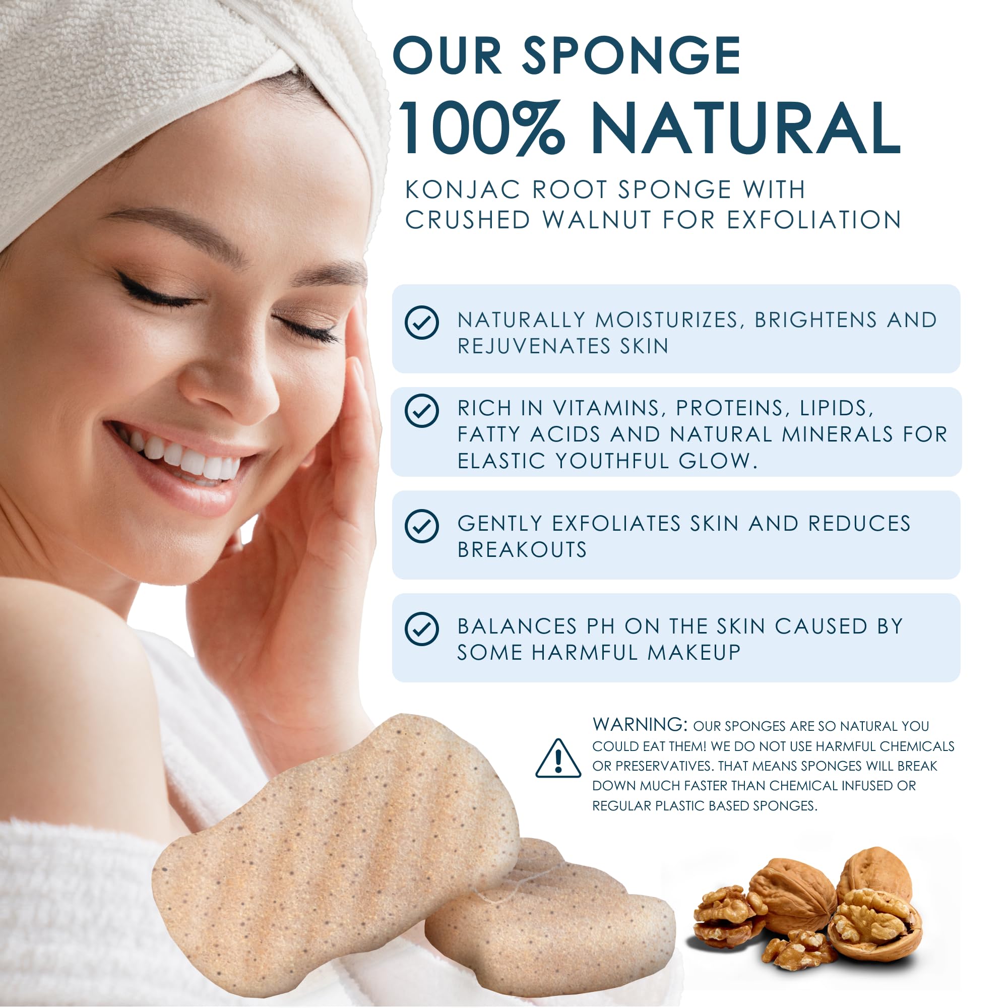 Our Earth Beauty konjac sponge body walnut texture closeup highlights natural fibers for gentle exfoliation.