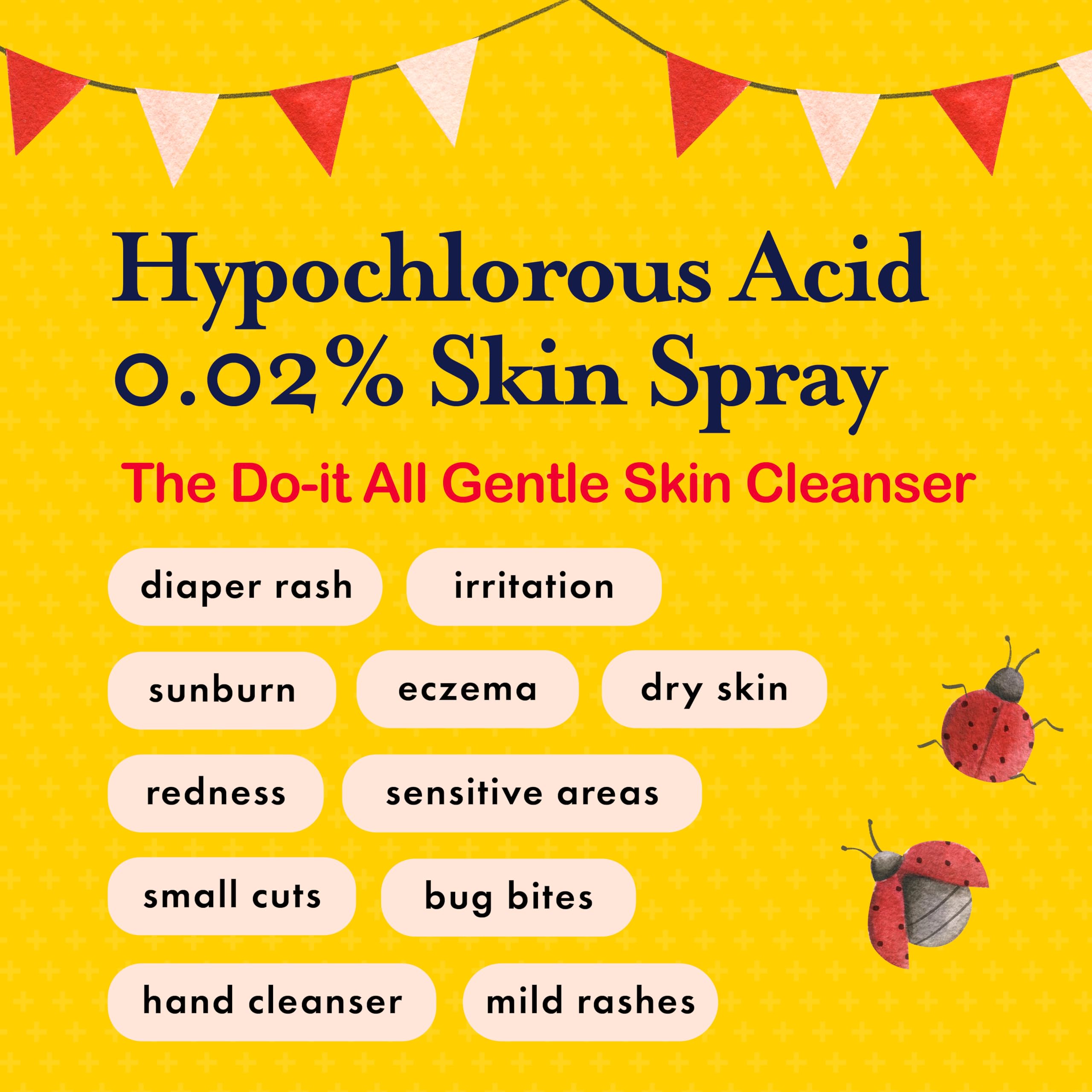 Our Family's Heirloom HOCl spray on baby face for quick cleansing