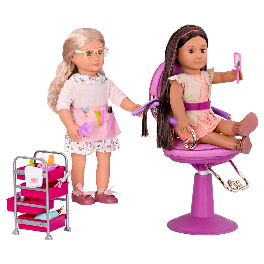 Our Generation styling table from the set invites collaborative pretend sessions.