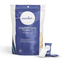 Ourmed Life compressed towel tablet pocket-size for on-the-go refreshment