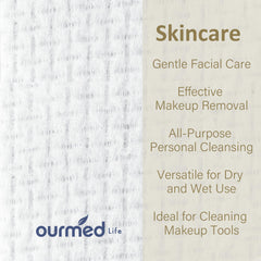 Ourmed Life face towels makeup removal no fragrance for sensitive skin routines.