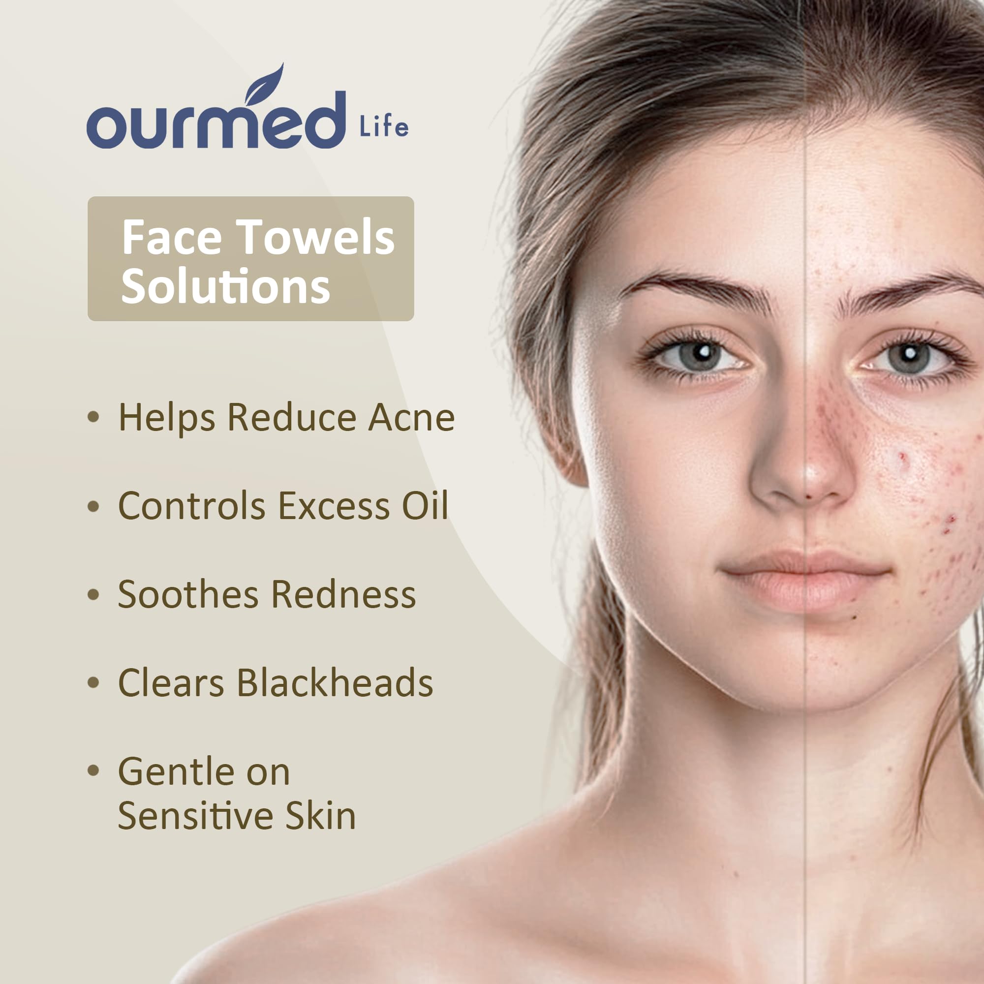 Ourmed Life face towels used for makeup removal and skincare routine in travel kit