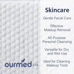 Ourmed Life face towels rayon fiber detail showing fragrance-free cleansing