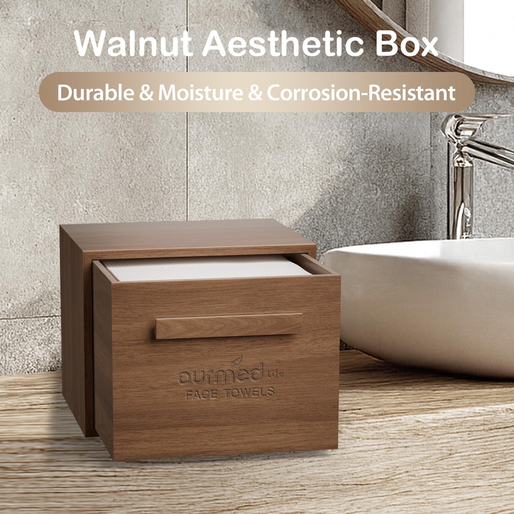 Ourmed Life moisture-resistant walnut wood design protects towels in humid bathrooms