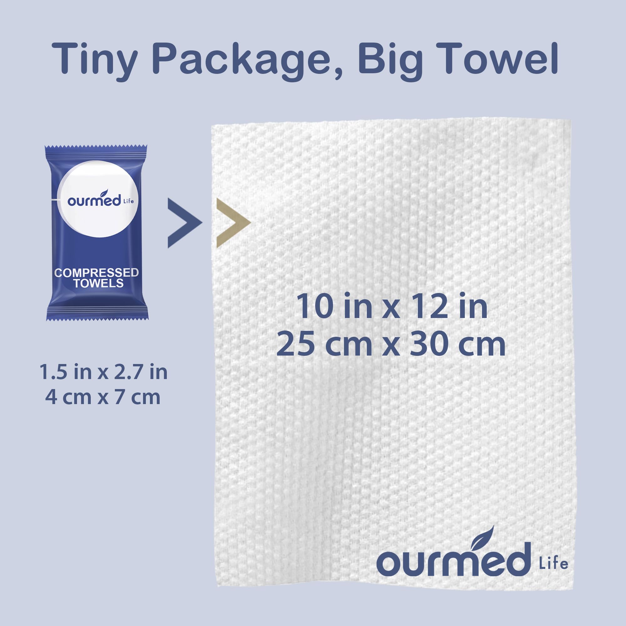 Ourmed Life travel-ready towels fit purses and packs