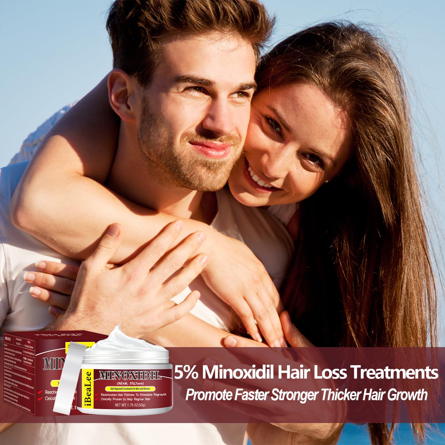 OURMUST hair regrowth therapy visual suggests stronger fuller-looking hair possibilities.