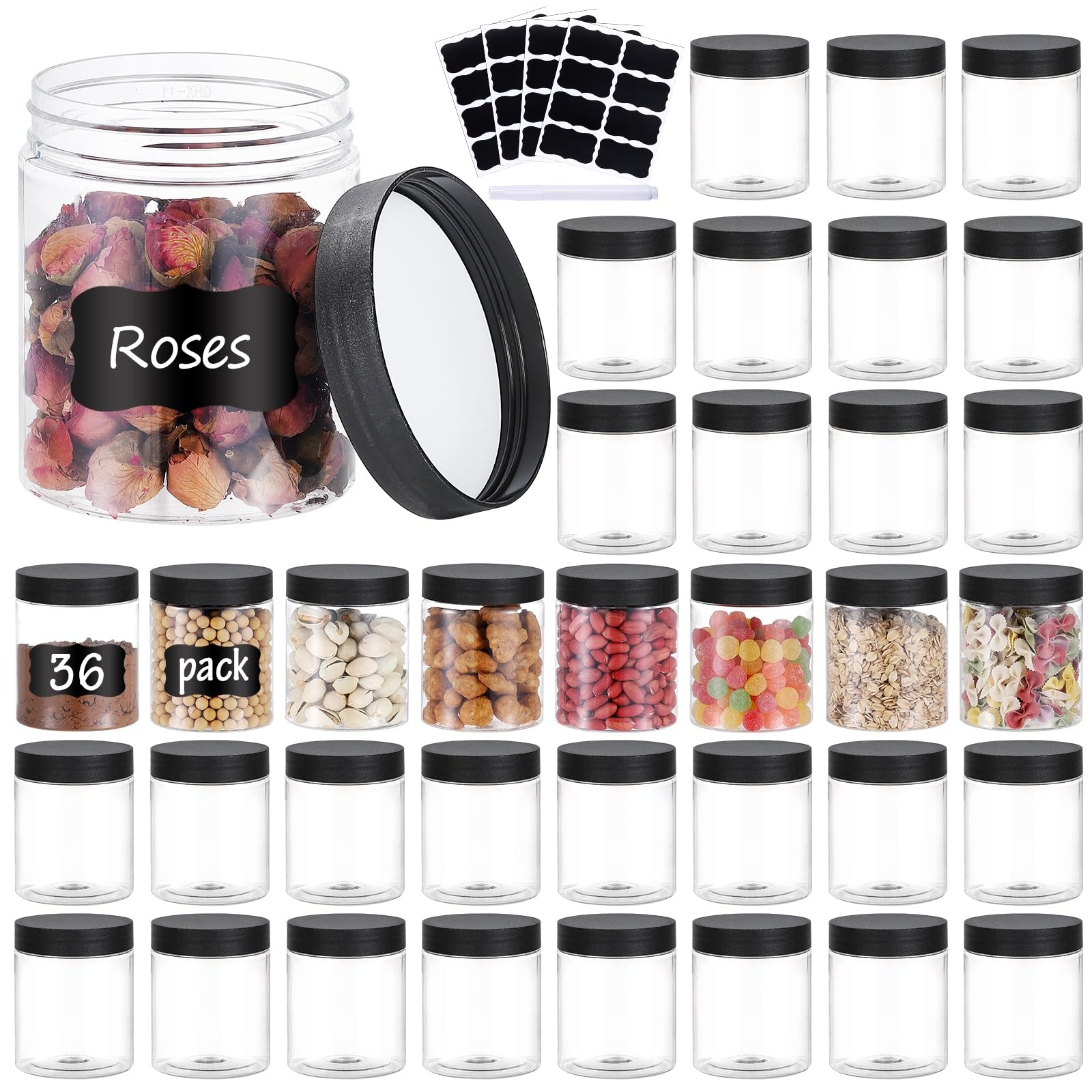 OUSHINAN 8oz jars with screw-on lids, airtight storage for dry foods.