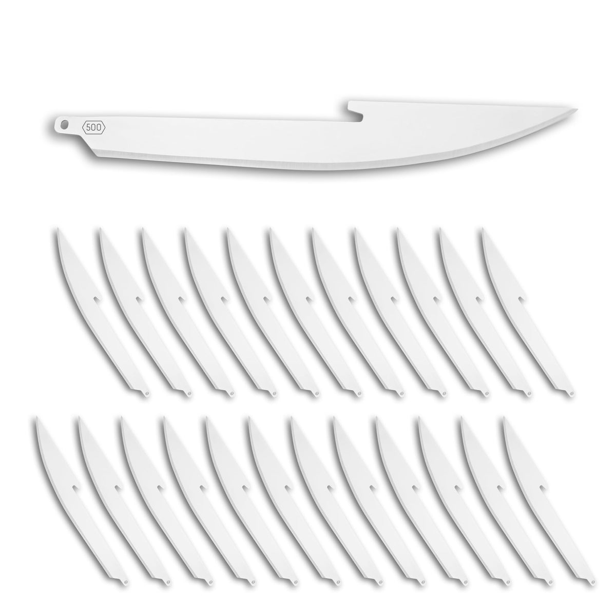 Outdoor Edge replacement blades neatly arranged for boning and filleting tasks