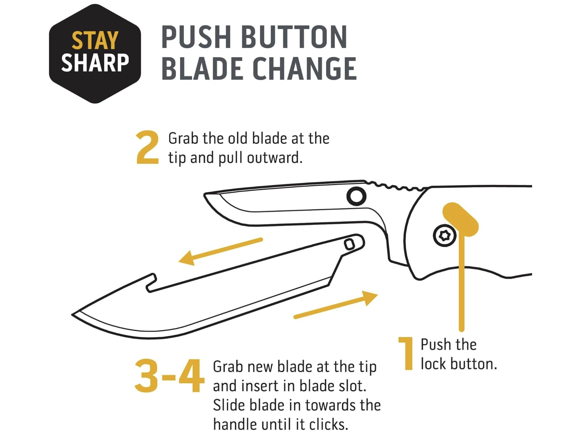 Outdoor Edge RazorSafe 3-5 inch blades assembled, highlighting durable steel for rugged outdoor tasks.