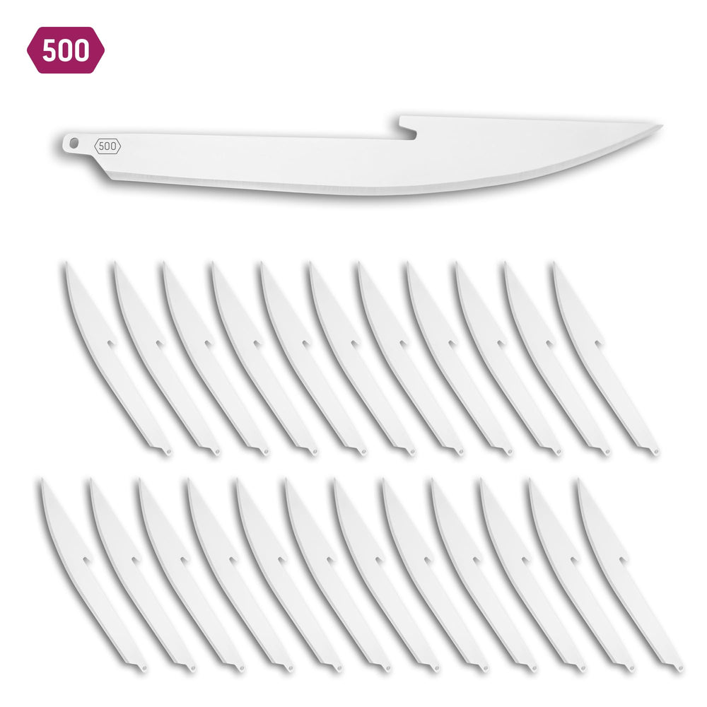 Outdoor Edge 24-piece blade pack shown with a fillet knife for seafood prep