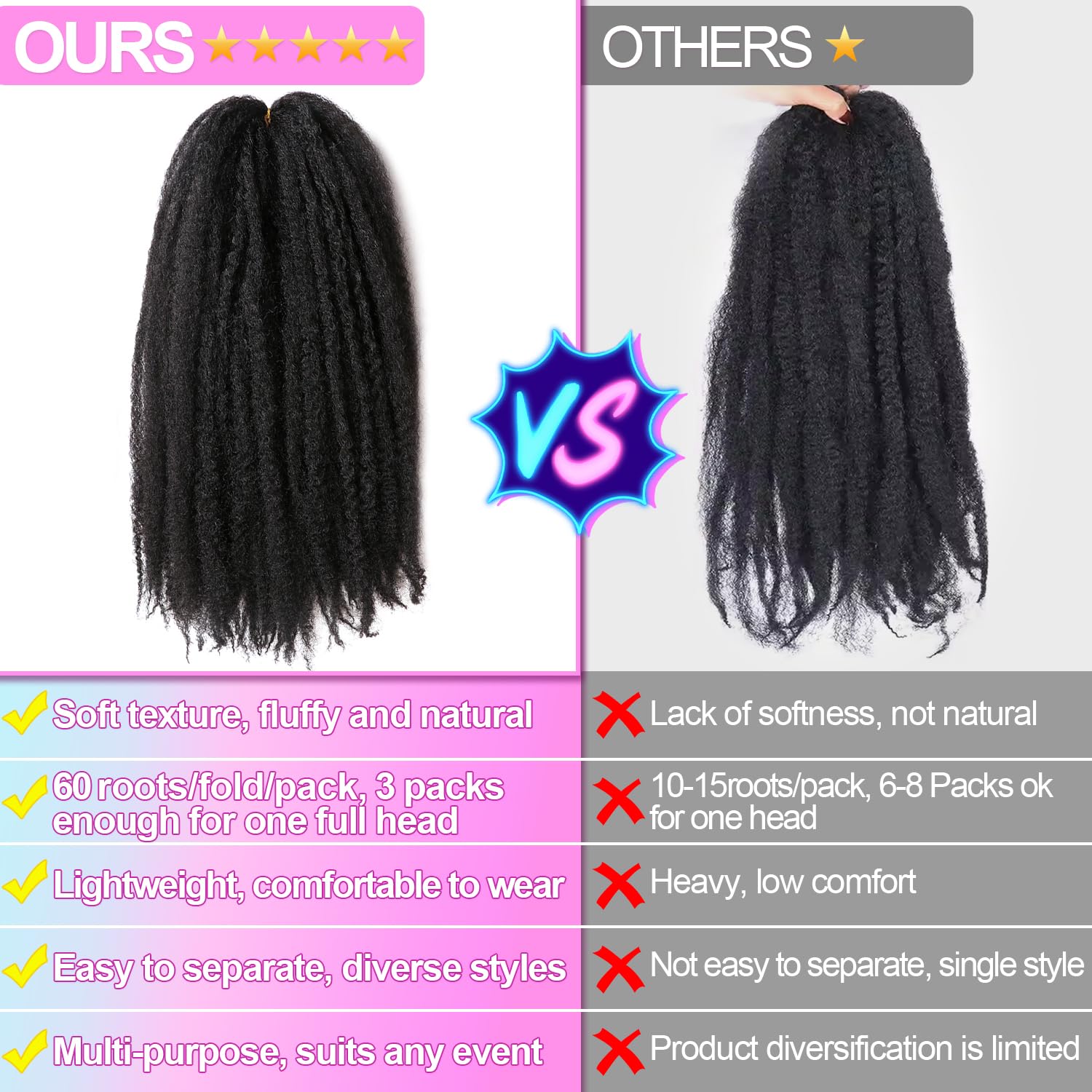 Outernice Marley Twist Hair supports Afro kinky curl looks