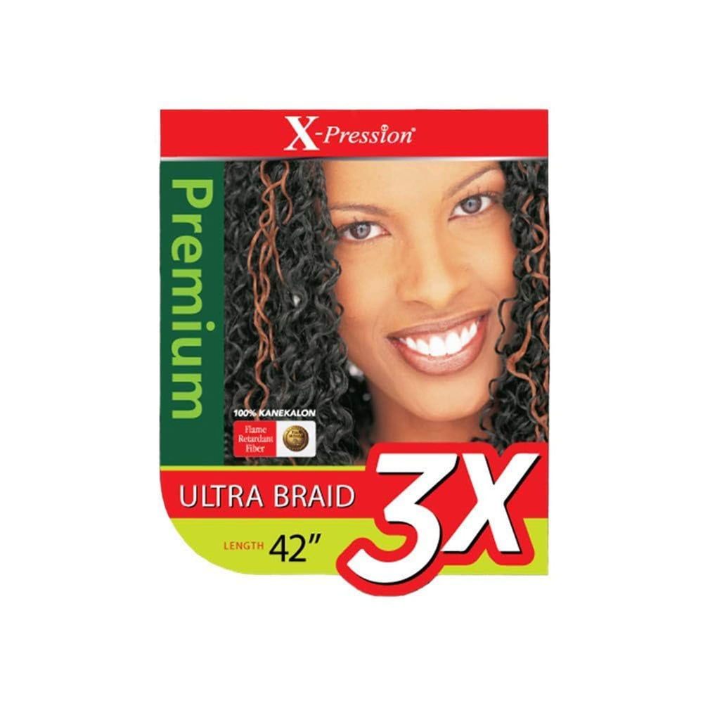 Outre X-Pression Kanekaion 3X 42in pack contents showing five braid bundles for styling variety