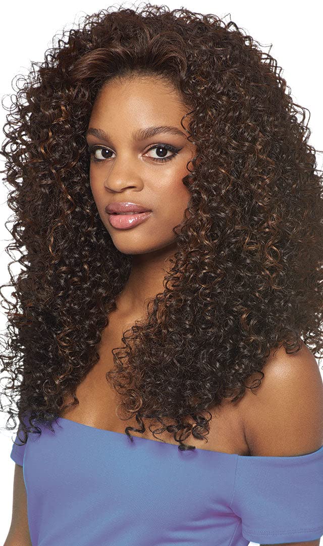 Outre Dominican Curly Bundle Half Wig Batik front-worn for quick, natural-looking everyday styling.