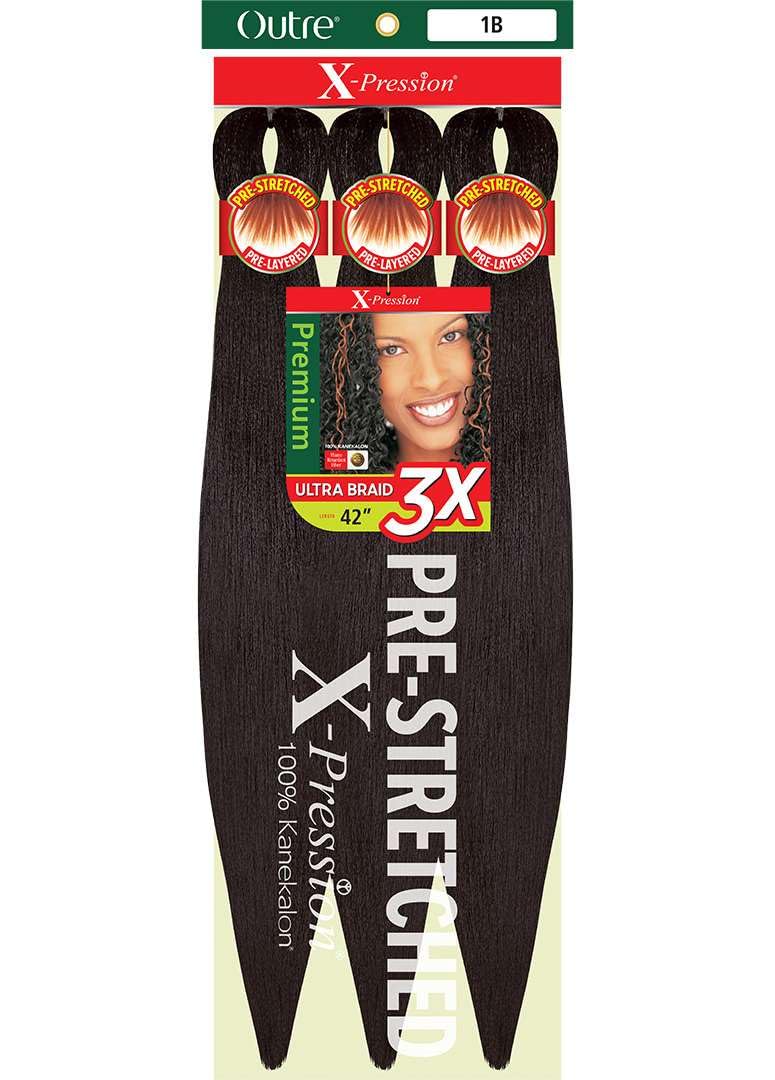 Outre X-Pression pre-stretched 42-inch 2-pack in off-black 1B for quick installation.