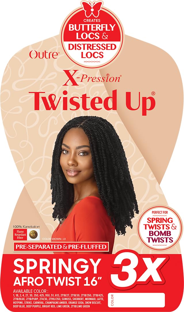 Outre X-Pression Twisted Up 16in pre-separated strands for fast prep.