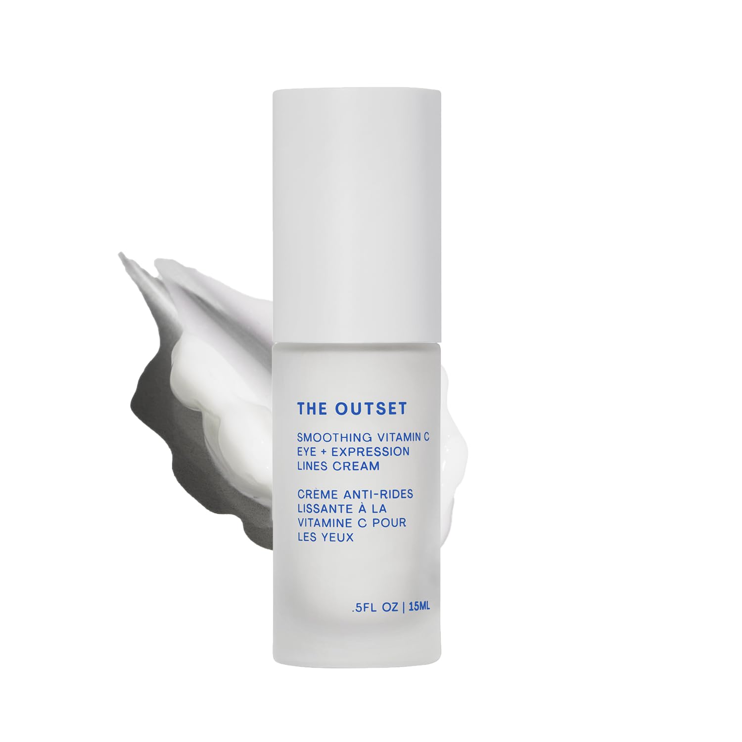 The Outset Vitamin C Smoothing Eye Cream packaging showcases clean design for sensitive skin.
