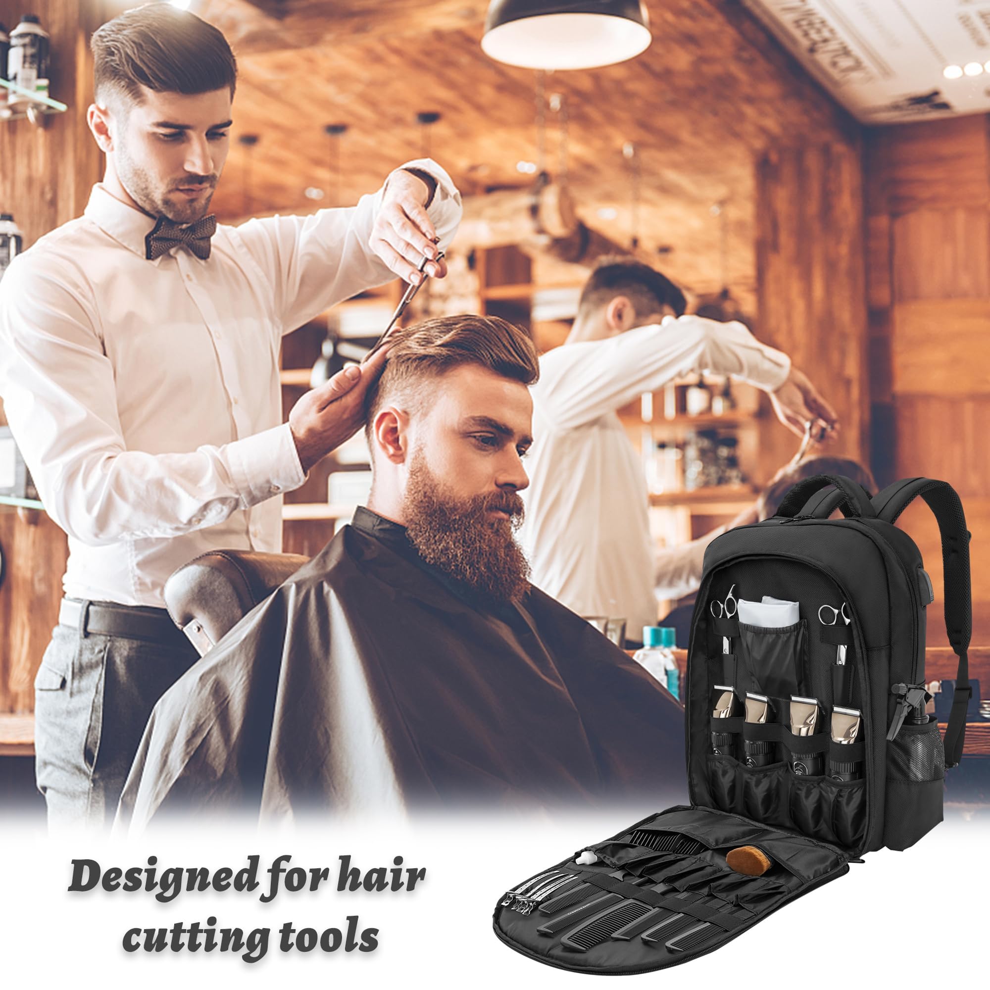 OUUTMEE barber supplies bag backpack travel-friendly design supports house calls and events.