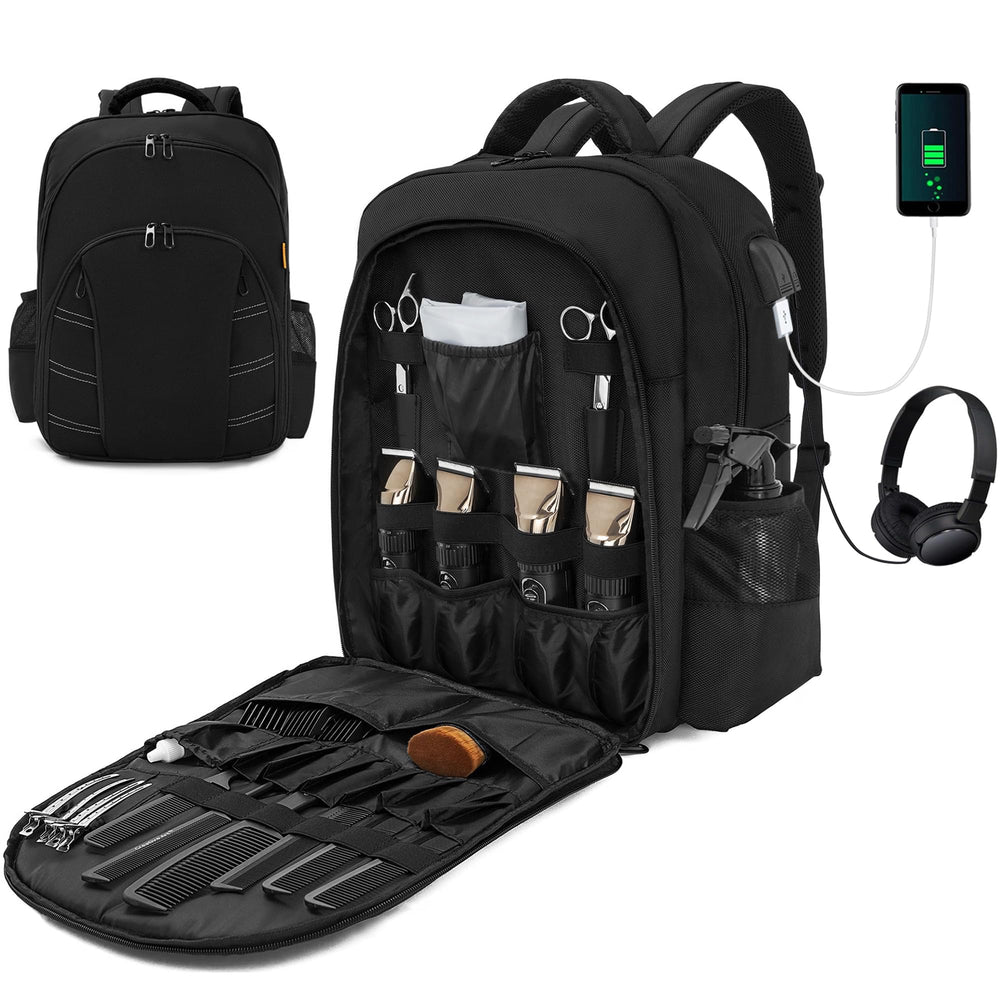 OUUTMEE barber supplies bag backpack front pockets keep tools organized during travel.