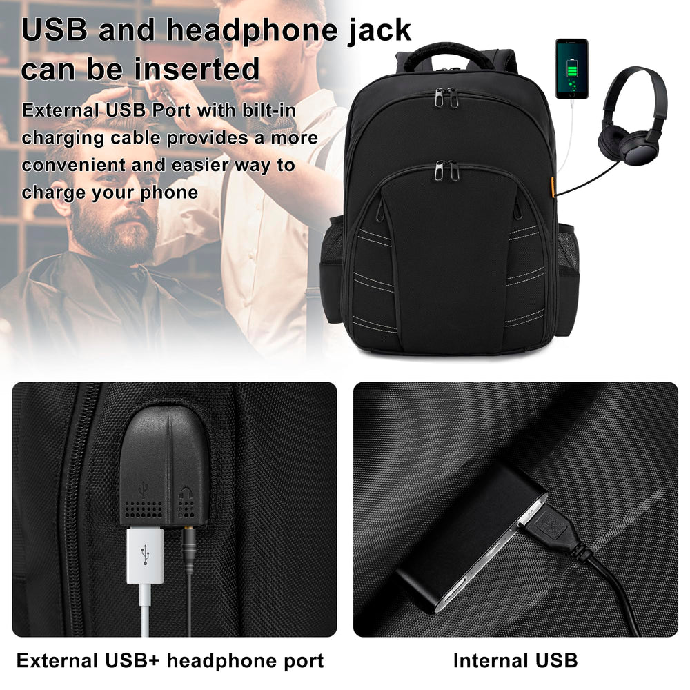 OUUTMEE barber supplies bag backpack open main pocket fits 15-inch notebooks for portable setup.