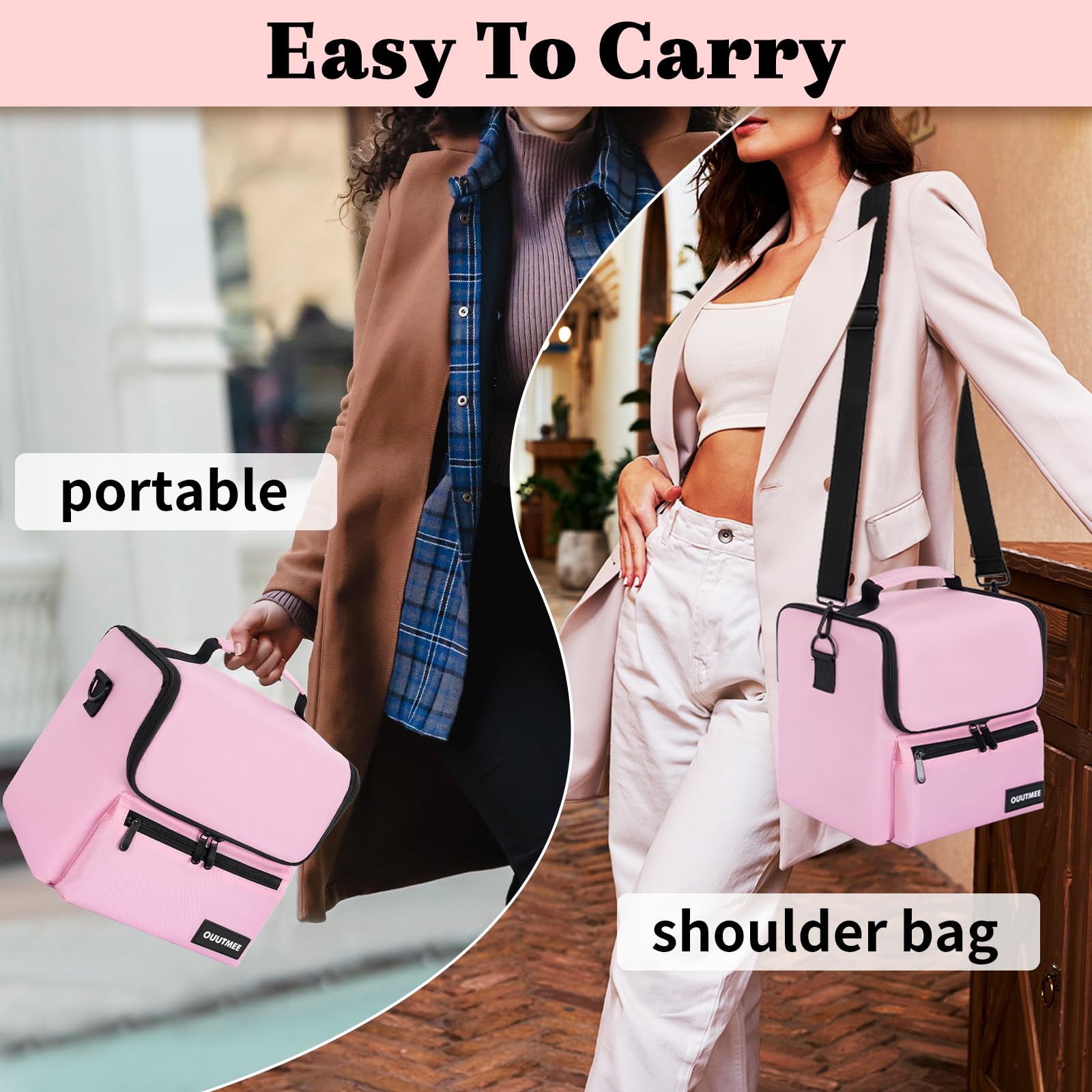 OUUTMEE makeup train case durable waterproof material for travel.