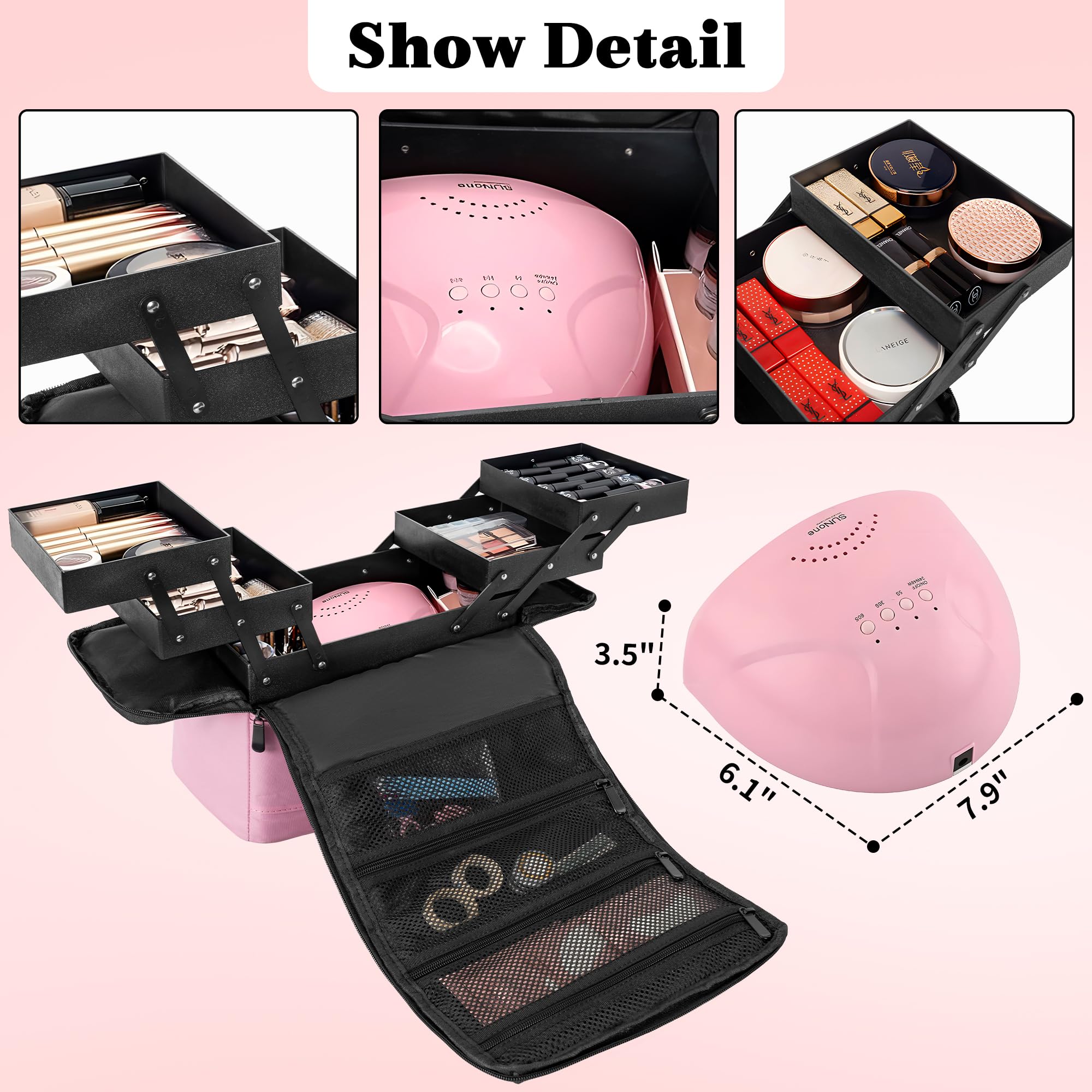 OUUTMEE makeup train case multipurpose storage for jewelry and tools.
