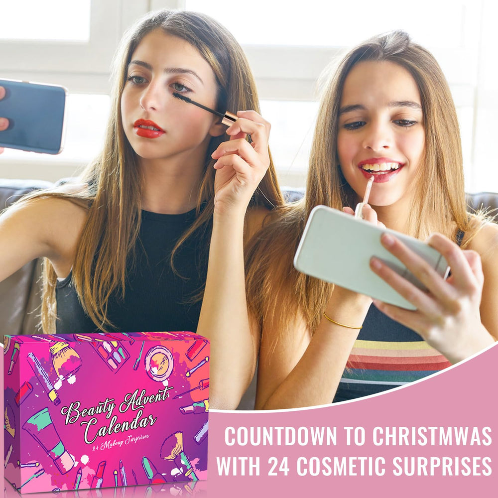 OUXUNX gift box beauty calendar offers a festive, complete makeup set for holidays