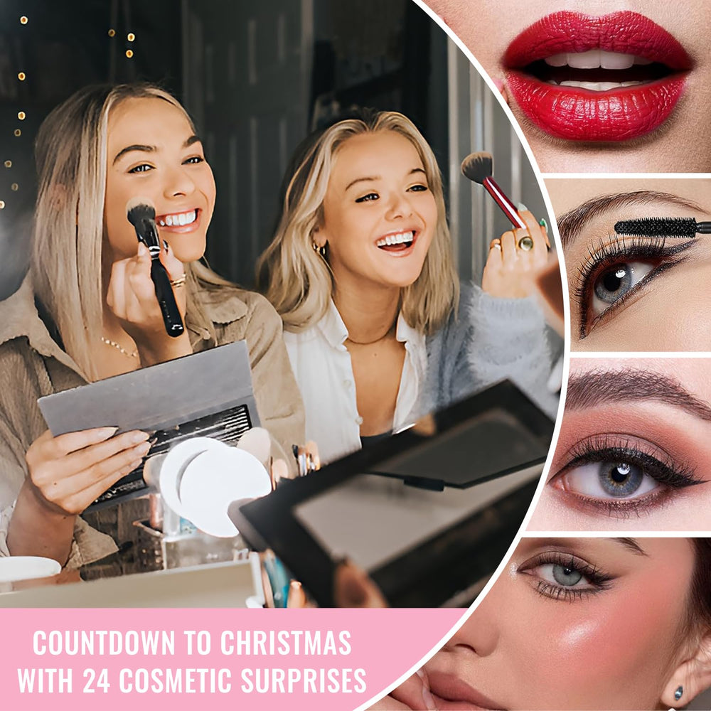 OUXUNX Makeup Advent Calendar 2025 compact mirror included for quick on-the-go touch-ups.