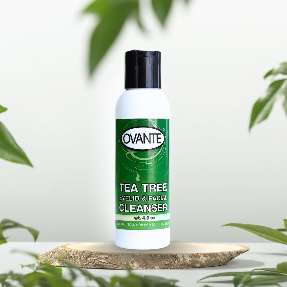 OVANTE Tea Tree Oil Eyelid Cleanser application demonstrates easy cleansing routine.
