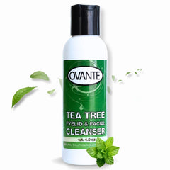 OVANTE Tea Tree Oil Eyelid Cleanser bottle-pump for gentle cleansing on sensitive skin.