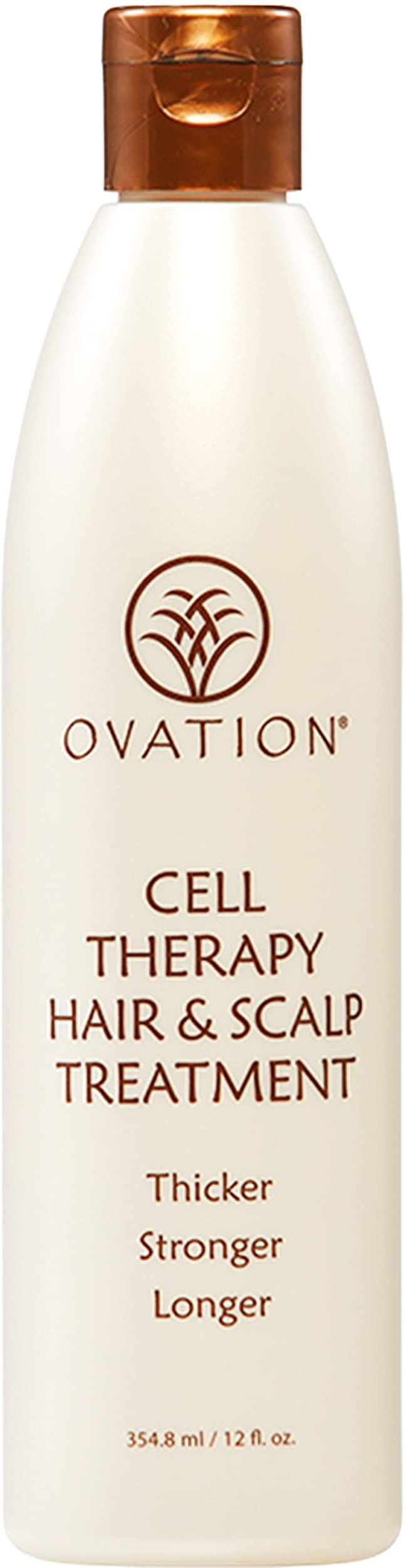 Ovation Hair Cell Therapy bottle close showing premium packaging for daily care