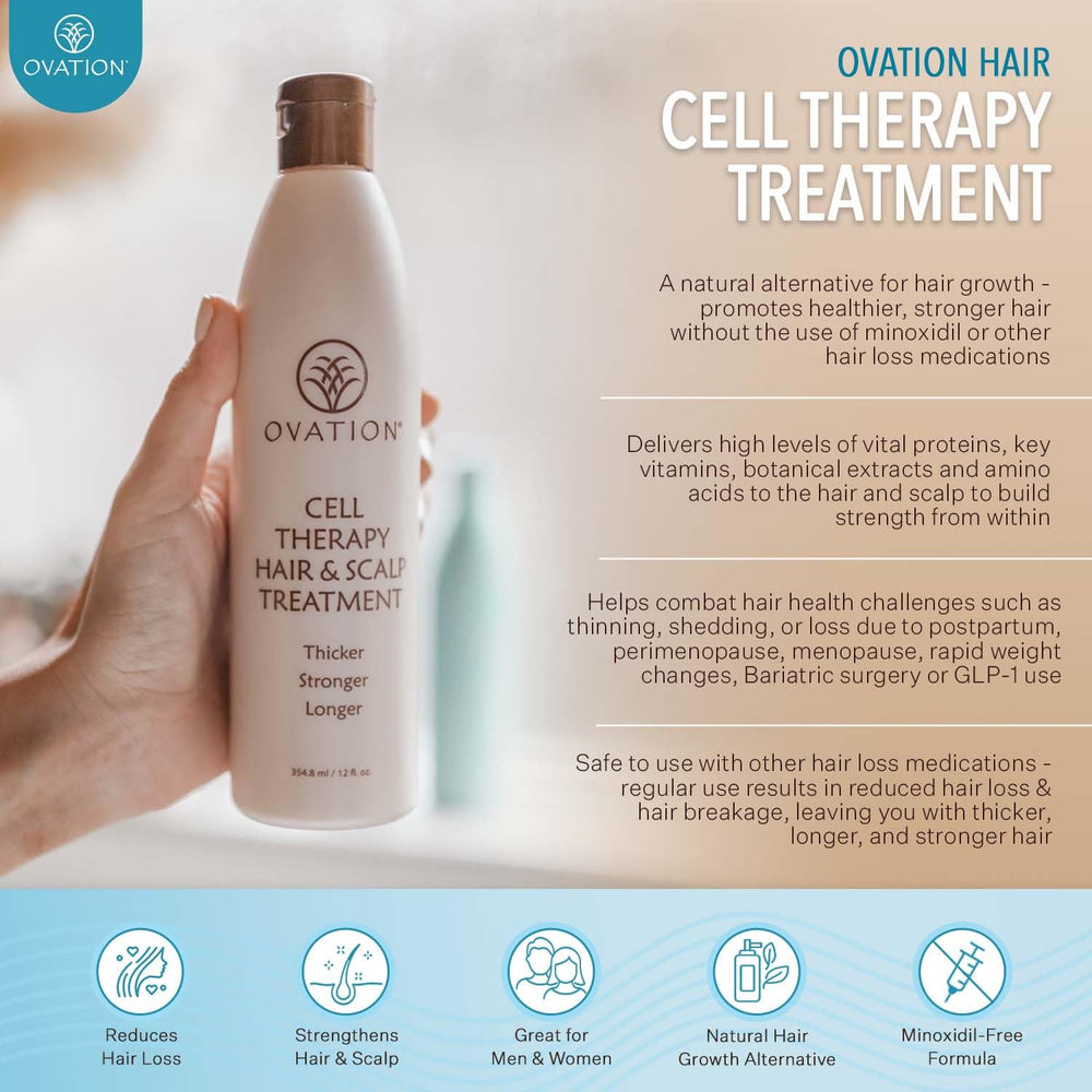Ovation Hair Cell Therapy pump action demonstrates easy, mess-free application