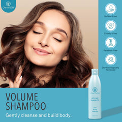 Ovation Hair Volume Shampoo lather suggests lightweight volume and bounce.