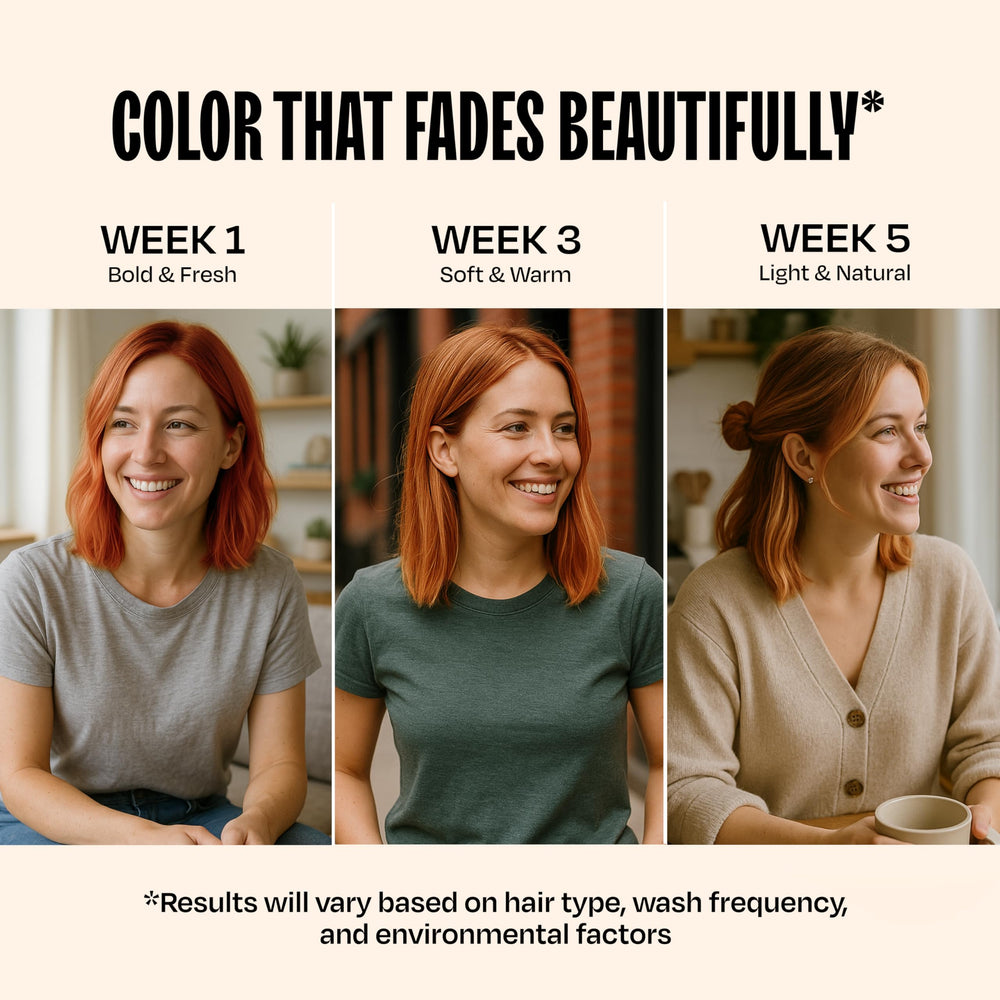 overtone before-and-after Ginger Glow comparison illustrates color results