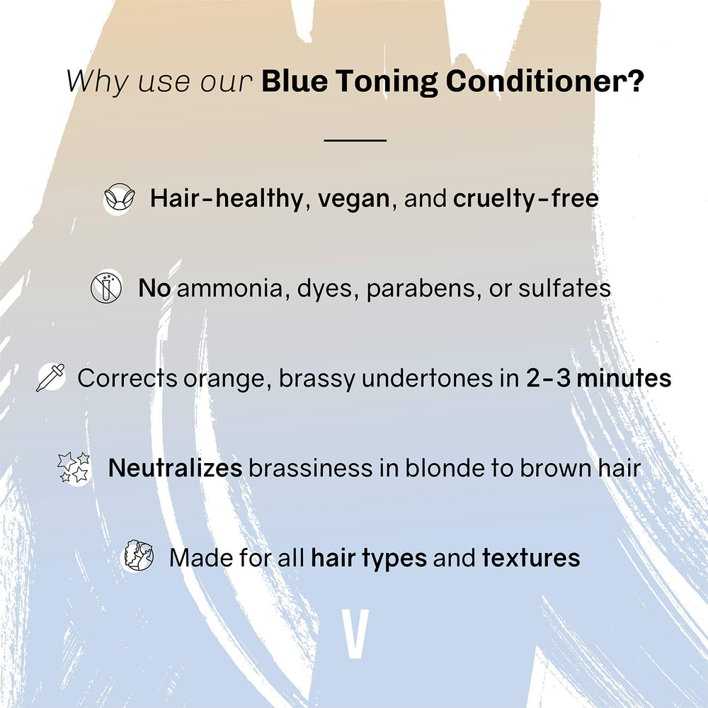oVertone Blue Toning Conditioner hair-care routine setup for salon-like results