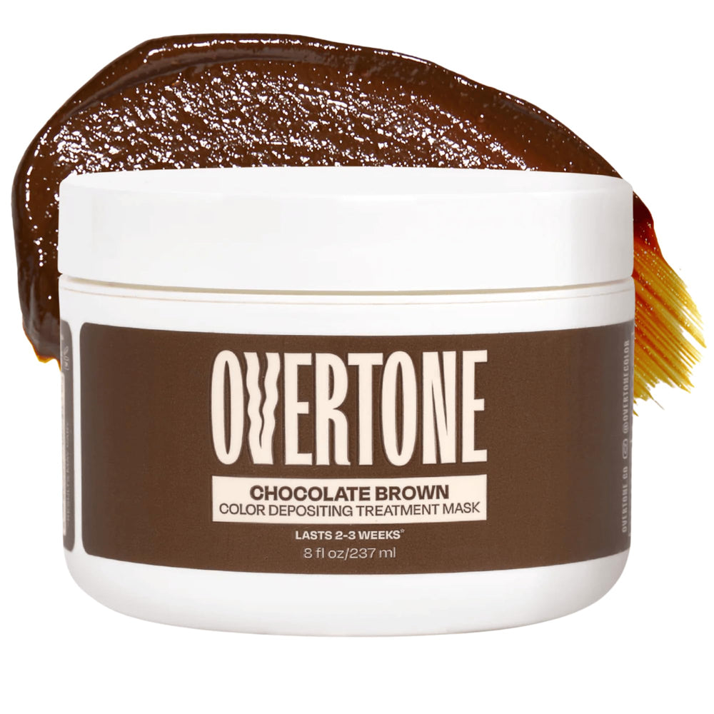 oVertone Chocolate Brown color conditioner bottle shows at-home color deposition and moisture