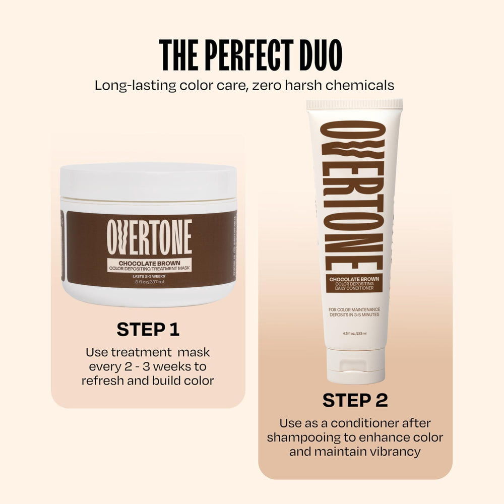 oVertone Chocolate Brown color swatch reveals shade richness on test hair
