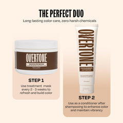 oVertone Chocolate Brown color swatch reveals shade richness on test hair