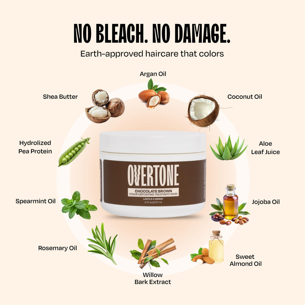 oVertone Chocolate Brown cruelty-free logo confirms vegan, salon-quality color