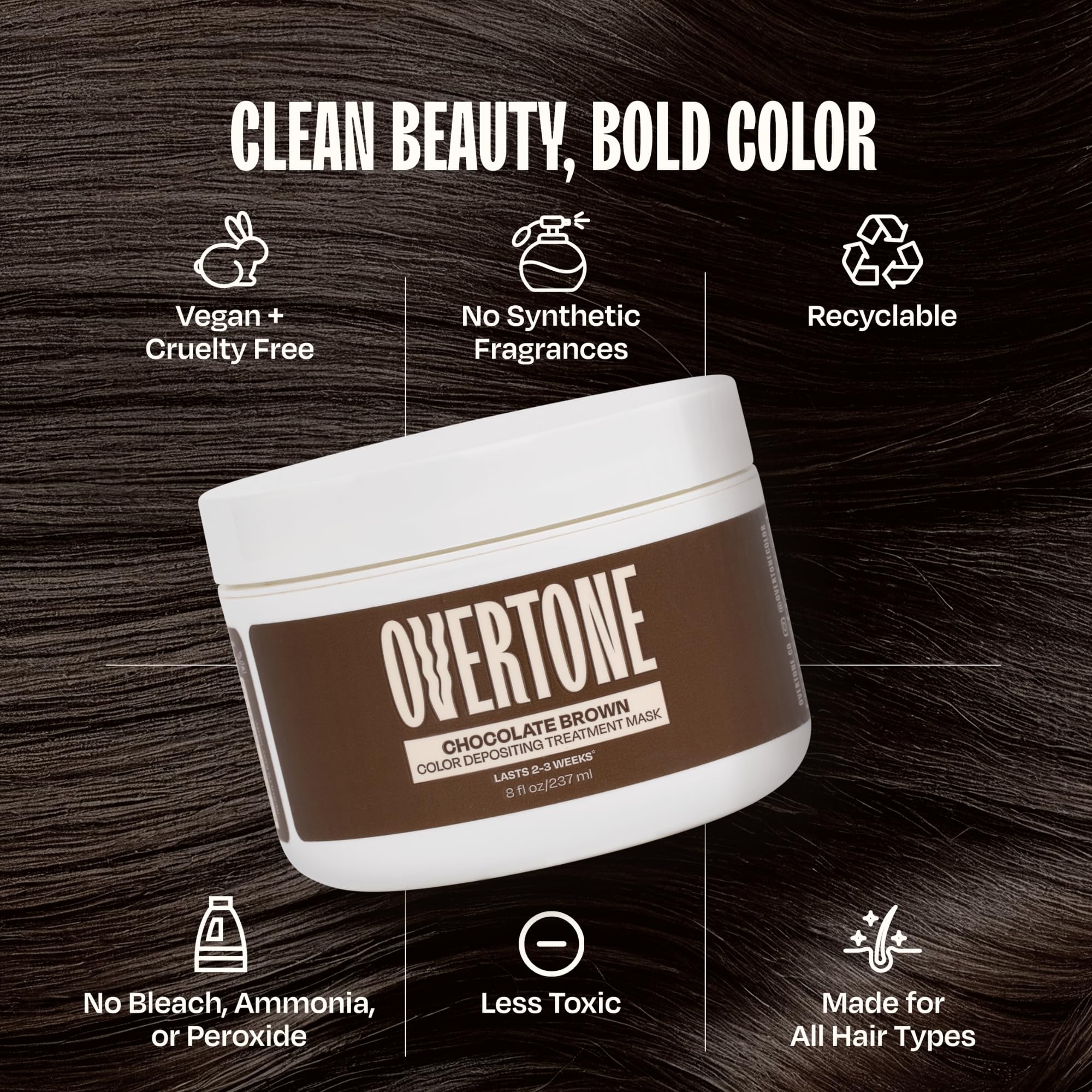 oVertone Chocolate Brown hair gloss after shows lasting shine and depth
