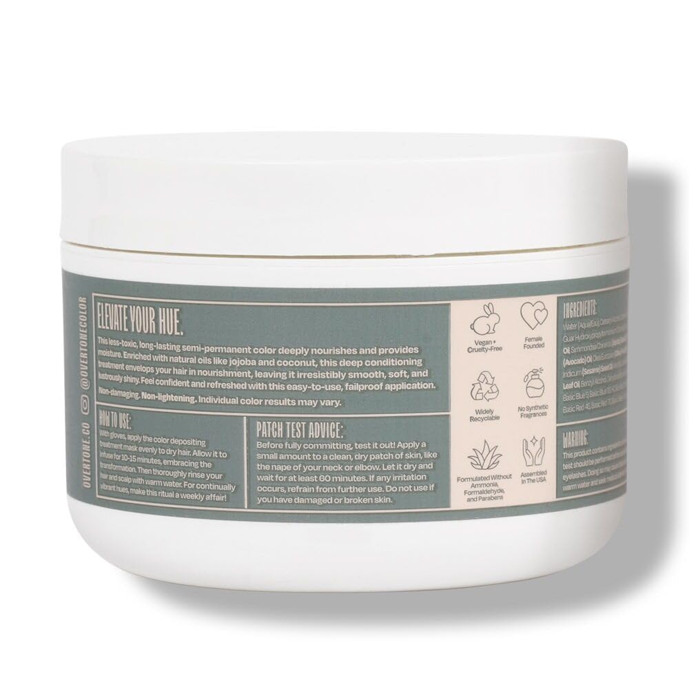Overtone Color Depositing Conditioner packaging highlights vegan, cruelty-free formula.