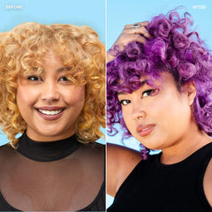 oVertone daily color depositing conditioner after-use results show soft, shiny hair