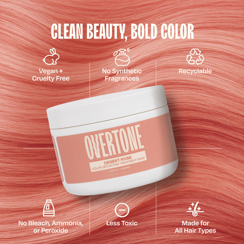 Overtone Desert Rose hair swatches after display completed color payoff and shine