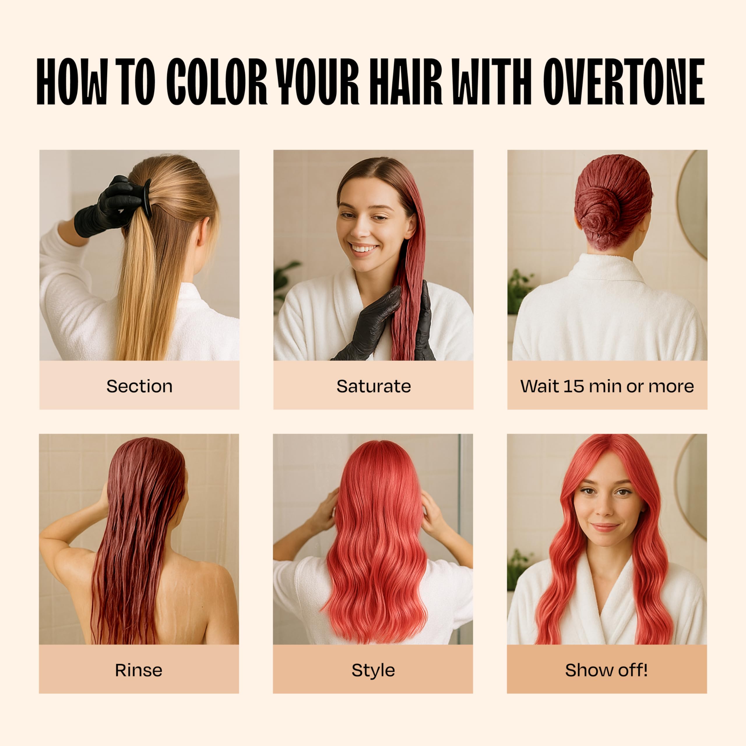 Overtone Desert Rose packaging display highlights 8 oz size and at-home color option