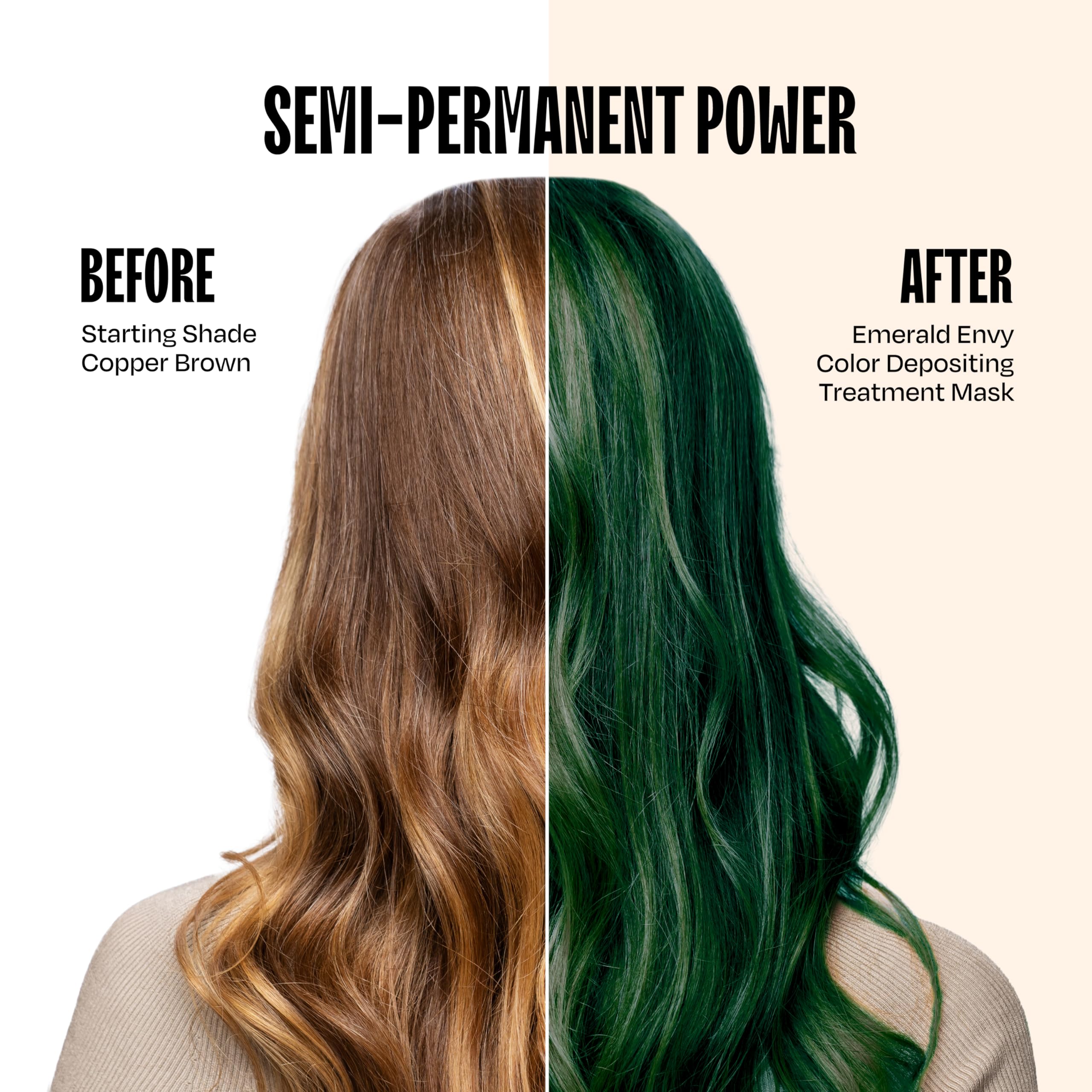 oVertone Emerald Envy creamy texture conditions hair during color deposit.