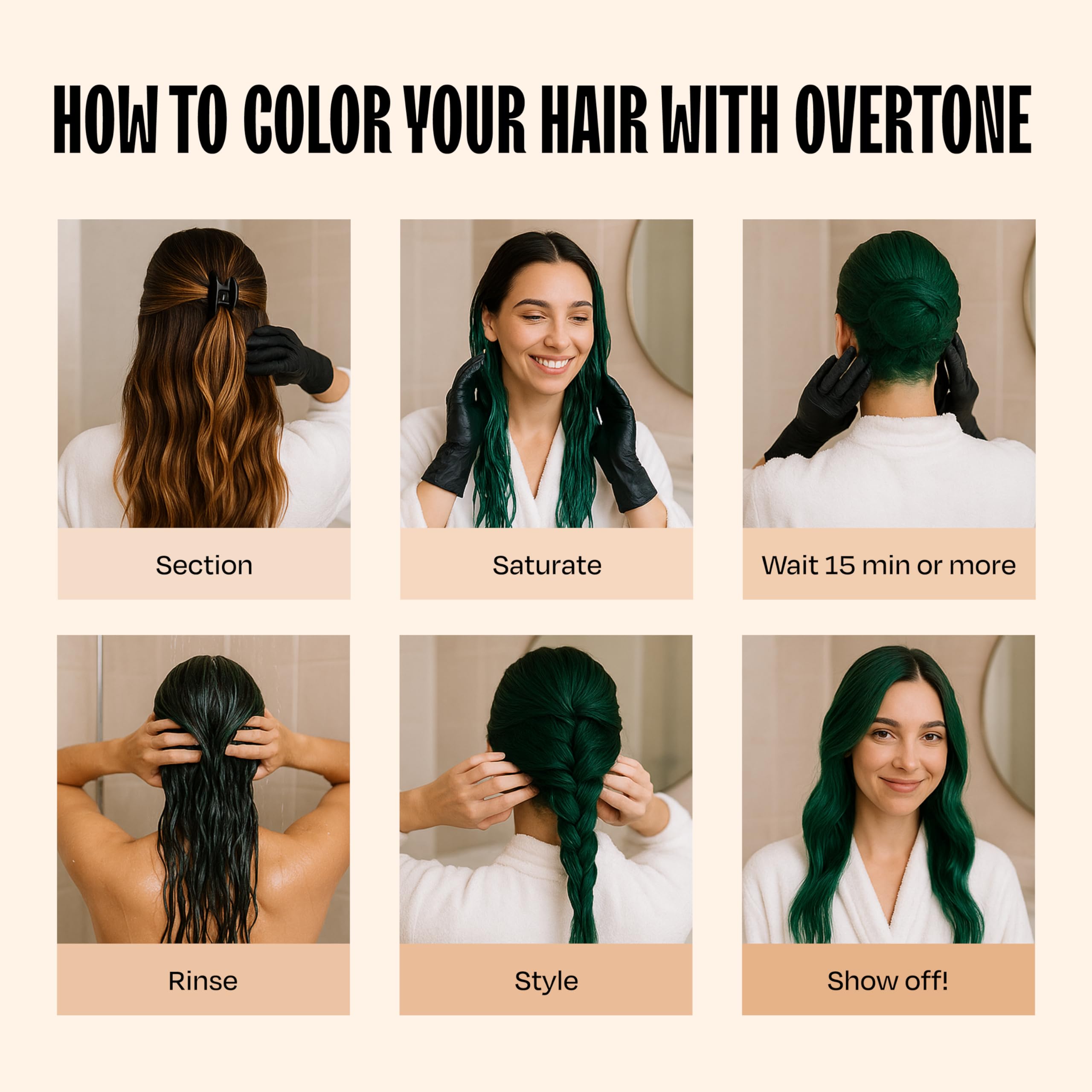 oVertone Emerald Envy mask texture highlights color-depositing treatment.