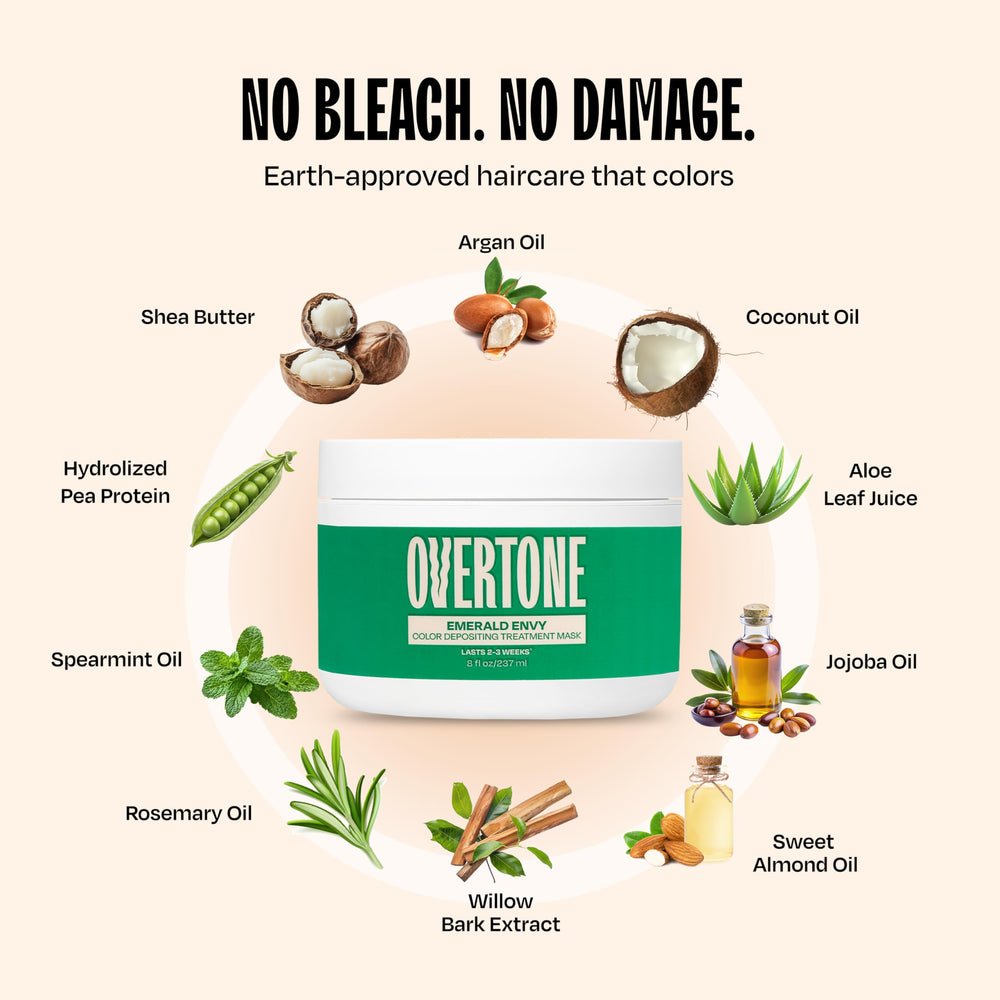 oVertone Emerald Envy color swatch kit highlights bold shade options.