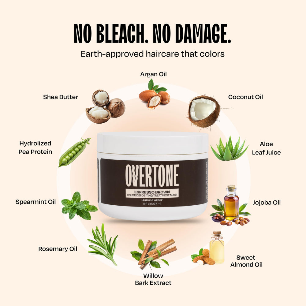 oVertone Espresso Brown before-and-after shows salon-quality results at home.