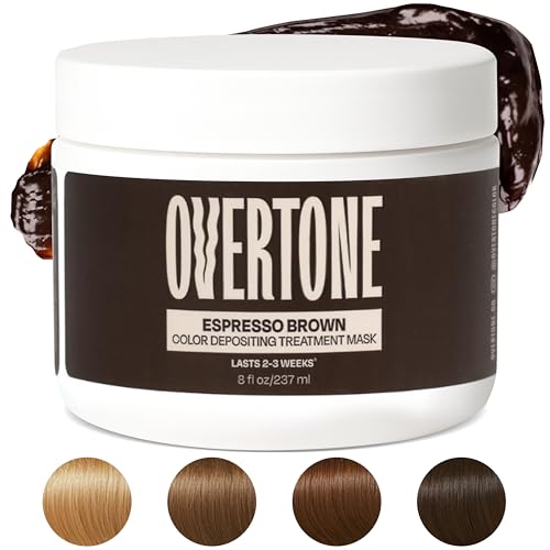 oVertone Espresso Brown hair application shows quick 10–15 minute color deposit.