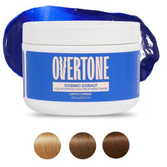 Overtone extreme-blue color-depositing hair mask jar showcasing vibrant formula for bold color at home
