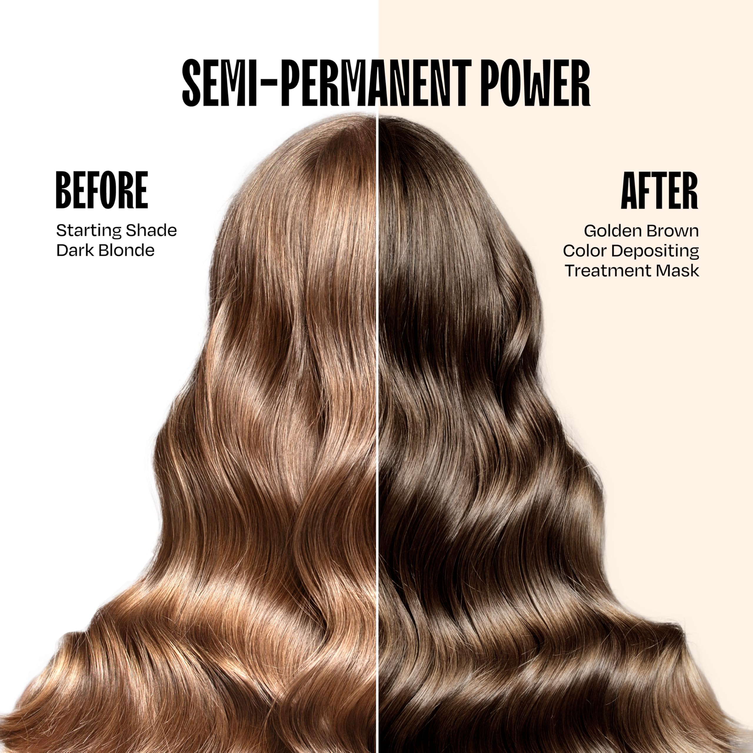 Overtone Golden Brown hair swatches show color deposit across base tones for all hair types